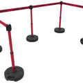Set of 5 Banner Stakes PLUS Line Stanchions with 15 ft Belt Head, Stake, and Base