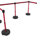 Set of 5 Banner Stakes PLUS Line Stanchions with 15 ft Belt Head, Stake, and Base