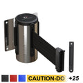Wall Mounted Retractable Belt Barrier Fixed, Polished Stainless Steel Case, 8.5 and 11 Ft. Belt - CCW Series WMB-120