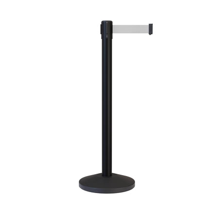 Retractable Belt Barrier Stanchion, Black Post, 11 Ft. Belt - CCW Series RBB-100