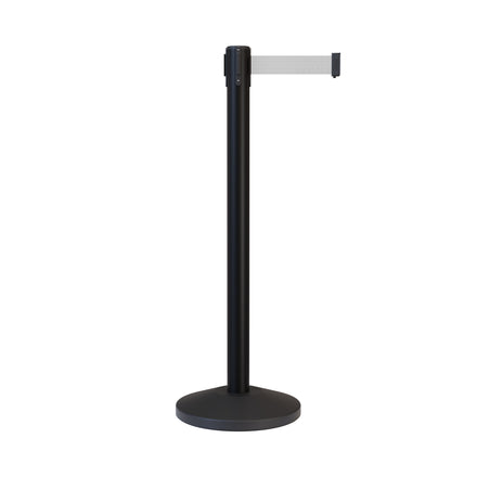 Retractable Belt Barrier Stanchion, Black Post, 7.5 Ft. Belt - CCW Series RBB-100