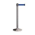 CCW Series RBB-100 Retractable Belt Barrier Polished Stainless Steel Post - 11 Ft. Belt