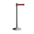 CCW Series RBB-100 Retractable Belt Barrier Polished Stainless Steel Post - 11 Ft. Belt