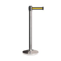 CCW Series RBB-100 Retractable Belt Barrier Polished Stainless Steel Post - 11 Ft. Belt
