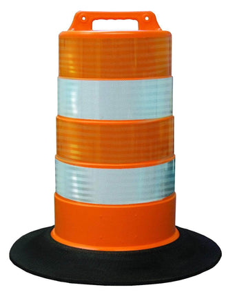 Commander Traffic Barrel with Reflective Tape and Tire Ring Base Option