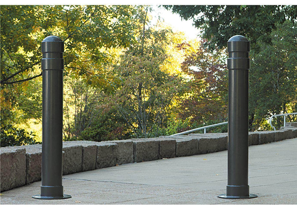 Rockland Round Decorative Bollard along park walkway