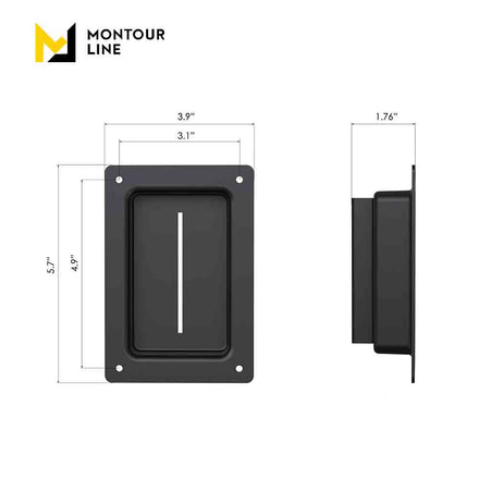 Wall Mounted Retractable Belt Barrier, Recessed Black Metal Case with Magnetic Belt End, 11 ft Belt - Montour Line WM115