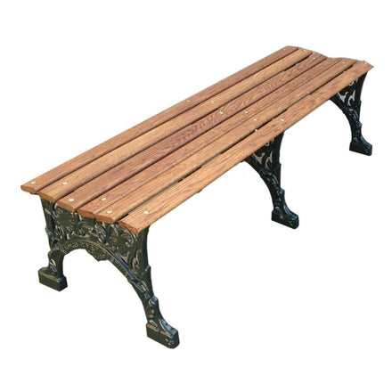 Floral Wood Backless Park Bench - 80 In.