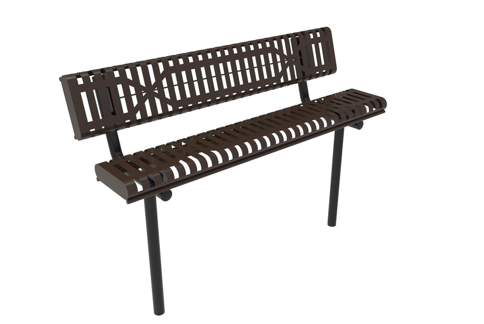 Rolled Park Bench with Back -  Slatted Steel