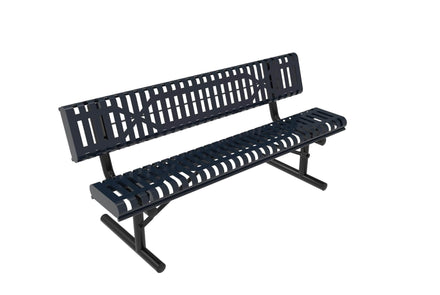 Rolled Park Bench with Back -  Slatted Steel