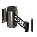 Wall Mounted Retractable Belt Barrier Fixed, Polished Stainless Steel Case, 8.5 and 11 Ft. Belt - CCW Series WMB-120