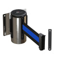Wall Mounted Retractable Belt Barrier Fixed, Polished Stainless Steel Case, 8.5 and 11 Ft. Belt - CCW Series WMB-120