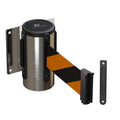 Wall Mounted Retractable Belt Barrier Fixed, Polished Stainless Steel Case, 8.5 and 11 Ft. Belt - CCW Series WMB-120