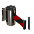 Wall Mounted Retractable Belt Barrier Fixed, Polished Stainless Steel Case, 8.5 and 11 Ft. Belt - CCW Series WMB-120