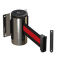 Wall Mounted Retractable Belt Barrier Fixed, Polished Stainless Steel Case, 8.5 and 11 Ft. Belt - CCW Series WMB-120