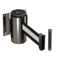 Wall Mounted Retractable Belt Barrier Fixed, Polished Stainless Steel Case, 8.5 and 11 Ft. Belt - CCW Series WMB-120