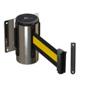 Wall Mounted Retractable Belt Barrier Fixed, Polished Stainless Steel Case, 8.5 and 11 Ft. Belt - CCW Series WMB-120