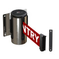 Wall Mounted Retractable Belt Barrier Fixed, Polished Stainless Steel Case, 8.5 and 11 Ft. Belt - CCW Series WMB-120