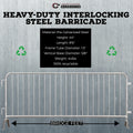 Heavy Duty Interlocking Steel Barricade, Hot Dipped Galvanized, 8.5 Ft. - Angry Bull Barricades