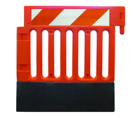 Orange ADA Pedestrian Barricade with reflective tape and base