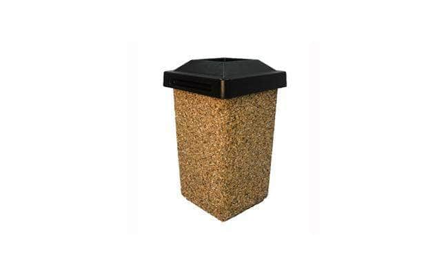 Concrete Waste Container with Pitch-In Lid - 30 Gallon Capacity
