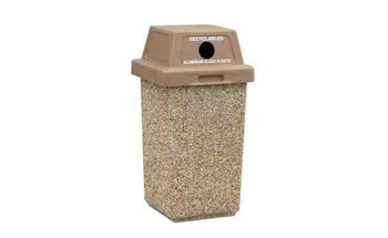 Concrete Waste Container with Recycling Lid - 30 Gallon Capacity