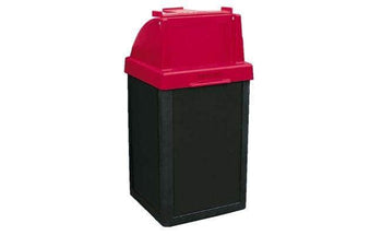 Square Plastic Tuffy Waste Container with Push Door Top and Tray Caddy - 22 Gallon Capacity