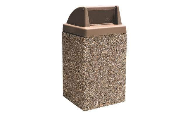 Concrete Waste Container with Push Door Lid and Steel Side Door - 44 Gallon Capacity