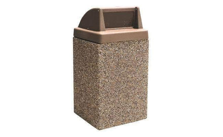 Concrete Waste Container with Push Door Lid and Steel Side Door - 44 Gallon Capacity