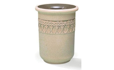 Westlake II Round Concrete Waste Container with Aluminum Funnel Lid - 24 Gallon Capacity