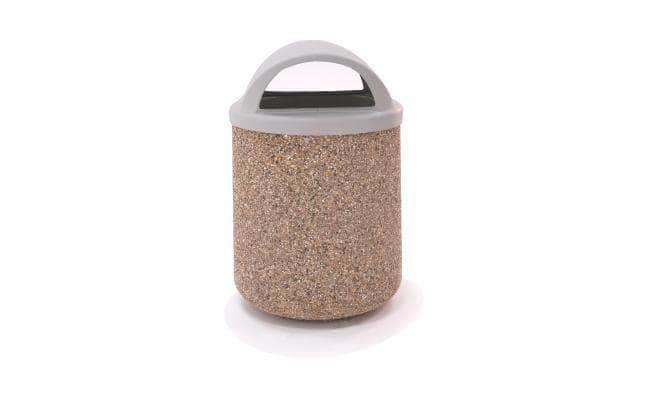 Round Concrete Waste Container with Plastic 2-Way Lid - 42 Gallon Capacity