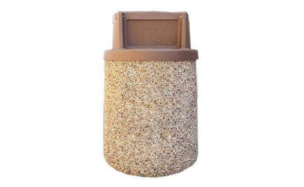 Round Concrete Waste Container with Self-Closing Spring-Loaded Lid - 42 Gallon Capacity