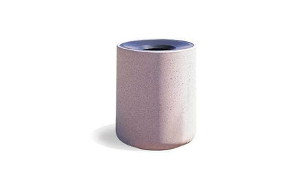 Round Concrete Waste Container with Aluminum Funnel Lid - 32 Gallon Capacity