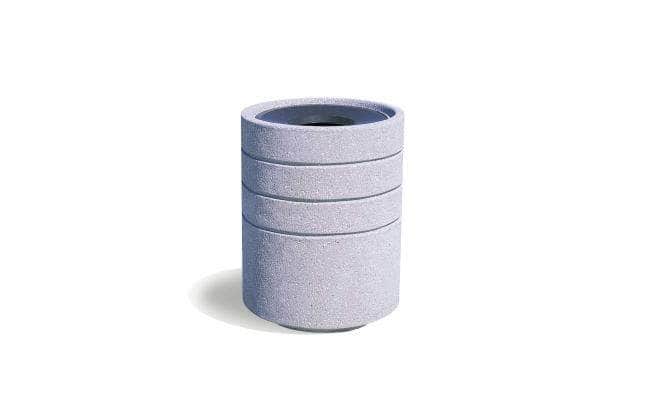 Recessed Ring Concrete Waste Container with Aluminum Funnel Lid - 42 Gallon Capacity