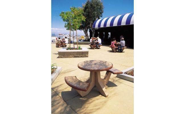 Two Bench Seat Round Concrete Picnic Table