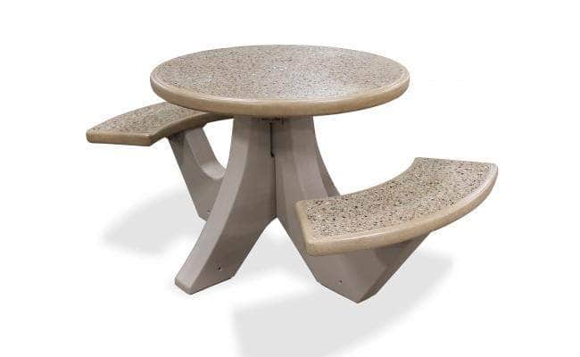 Two Bench Seat Round Concrete Picnic Table