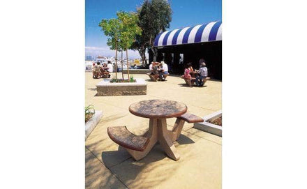 Two Bench Seat Round Concrete Picnic Table