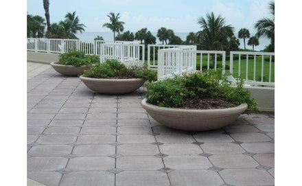 Large round dish outdoor concrete planters for sale