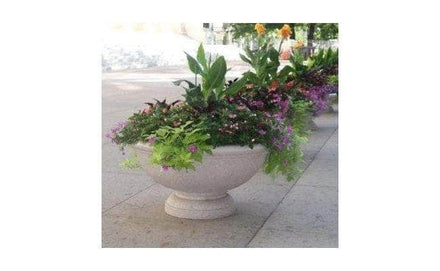 Concrete pedestal base for sale shown with planter, planter not included