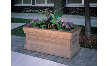 Ornate rectangular concrete planter for sale optimal for security and landscaping
