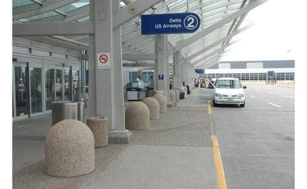 Short Heavy Duty Security Concrete Bollard in airport terminal or pick up and drop off