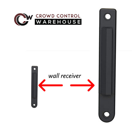 Wall Mounted Retractable Belt Barrier Fixed, Black Steel Case, 8.5 Ft. and 11 Ft. Belts - CCW Series WMB-120