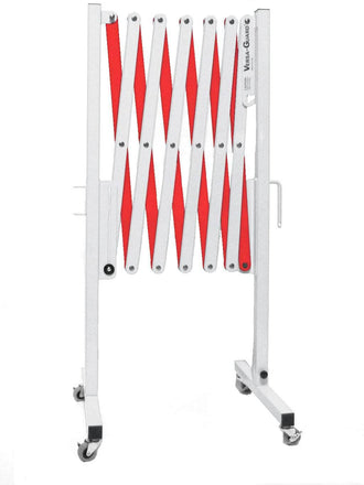 Safety White and Red Versa-Guard Heavy Duty 11 Ft. Extra Height Expanding Barricade