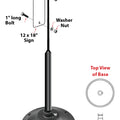 Black Sign Stand & 24lbs Round Black Steel Base