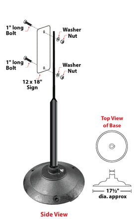 Black Sign Stand & 24lbs Round Black Steel Base