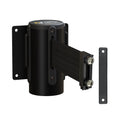 Wall Mounted Retractable Belt Barrier, Magnetic Mount, Black Casing with Magnetic Belt End, 13 ft Belt - Montour Line WM115