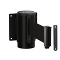 Wall Mounted Retractable Belt Barrier Fixed, Black Steel Metal Case with Standard Belt End, 13 ft Belt - Montour Line WM115