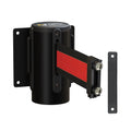 Wall Mounted Retractable Belt Barrier, Magnetic Mount, Black Casing with Magnetic Belt End, 13 ft Belt - Montour Line WM115