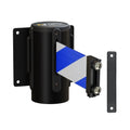Wall Mounted Retractable Belt Barrier, Magnetic Mount, Black Casing with Magnetic Belt End, 11 ft Belt - Montour Line WM115