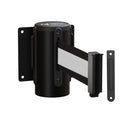 Wall Mounted Retractable Belt Barrier Fixed, Black Metal Case with Standard Belt End, 8.5 ft Belt - Montour Line WM115